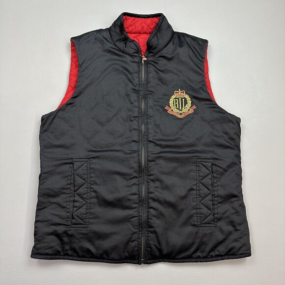 Vintage Lauren Ralph Lauren Vest Womens Medium Reversible Diamond Quilt Crest - Picture 1 of 14